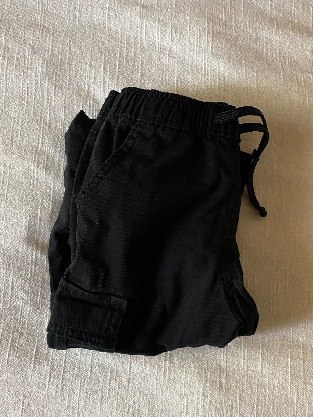 Black Kids Drawstring Cargo Pants